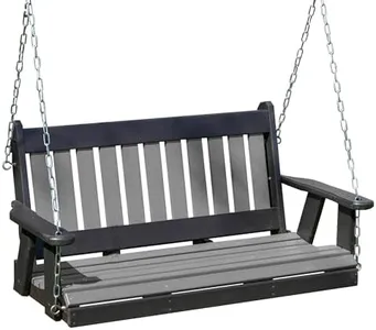 Mission Poly Lumber Wood 5FT Porch Swing Amish Craftsmandship Made in USA HDPE with No Wood fibers 1000 lbs Limit. Stainless Steel Hardware.Signature Design for Patio Outdoor Backyard Garden Park