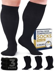 Pembrook 3 Pairs Plus Size Compression Socks Wide Calf, Knee High Socks Plus Size, Extra Wide Calf Compression Socks, Compression Socks Plus Size, Black Compression Socks for Men