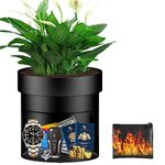 Sdstone Fireresistant Waterproof Flower Pot Diversion Safe with Fireproof Money Bag and Lock,Stainless Steel Secret Hidden Safe,Perfect for Hiding The Valuables Inside (Black) Plants Not Include