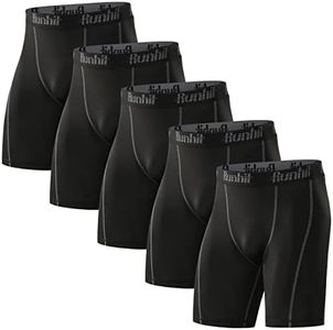 5 Pack Compression Shorts Men Performance Spandex Sport Shorts Athletic Workout Running Underwear Baselayer Medium