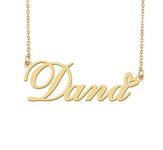 18k Gold Plated Dana Name Necklace Heart Charm Pendant Stainless Steel Graduation Jewelry for Womens Teens 16"