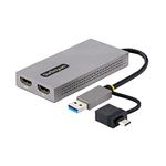 StarTech.com USB to Dual-HDMI Adapter, USB A/C to 2x HDMI Displays (1x 4K30, 1x 1080p), USB 3.0 to HDMI Converter, Win/Mac