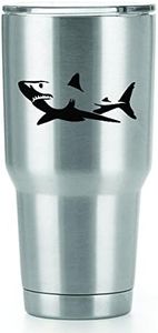 Great White Shark Vinyl Decals Stickers (2 Pack!!!) | Yeti Tumbler Cup Ozark Trail RTIC Orca | Decals Only! Cup not Included! | 2-4 X 1.75 inch Black Decals | KCD1104