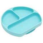 Bumkins Grip Dish, Suction Plate, Divided Baby-Led Weaning Plate, BPA Free, Microwave/Dishwasher/Freezer Safe, 100% Silicone, Light Blue