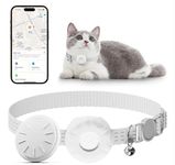 GPS Cat Tracker, Pet Tracker for Cats with Breakaway Cat Collar, Compatible with Find My App(iOS Only), No Monthly Fee (White)