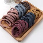 Saavi Beauty Products Seamless Thick Cotton Hair Rubber Bands, Durable Elastic Ties, Ponytail Holders, Hair Accessories for Women and Girls - Dark color (Pack of 30 Pcs)