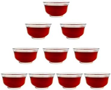 Teacups 1.3oz/40ml Clear Borosilicate Insulated Glass Traditional Chinese kung Fu Tea Cups for Drinking Tea, Wine whisky Liquor and Spirits Water,Set of 10