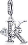 Silver Letter Charm Fit for Pandora Charms Bracelet Alphabet Initial Dangle Charms Beads Jewelry Gifts for Women K