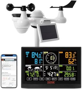 VEVOR 7-in-1 Wi-Fi Weather Station, 7.5 in Color Display, Home Weather Station Indoor Outdoor, with Solar Wireless Outdoor Sensor Alarm Alerts, for Temperature Humidity Wind Speed/Direction Rain