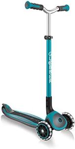 Globber Master Folding Scooter with Light Up Wheels and 5 height adjustable handlebars 74-94cm Suitable from 4 years max user weight 50kg (Teal), One Size