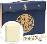 Yellow Mountain Imports "Bleau Fontaine Chinese Mahjong Set with 146 Medium Tiles and Blue Vinyl Case — for Chinese Style Gameplay Only [「「碧蘭楓丹」中國麻將]