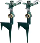 Hourleey 2 Pack Impact Sprinklers for Yard, Adjustable Pulsating Water Sprinkler Head on Step Spike, Zinc Alloy Lawn Sprinkler for 360 Degree Large Area Patio Garden Irrigation