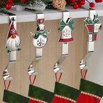 EBANKU Christmas Stocking Hangers for Fireplace,4 Styles Christmas Stocking Holders for Mantle Non-Slip Sturdy Mantel Stocking Hooks for Christmas Holiday Home Decoration Set of 4