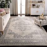 SAFAVIEH Brentwood Collection Area Rug Rectangle - 8' x 10', Cream & Grey, Medallion Distressed Design, Non-Shedding & Easy Care, Ideal for High Traffic Areas in Living Room, Bedroom (BNT865B)