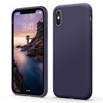 Flyzoo Liquid Silicone Case for iPhone X(10)/XS, [Shockproof, Anti-Fingerprint, Scratch-Resistant] 4-Layer Ultra Slim Protective Phone Cover with Silky-Soft Touch and Microfiber Lining, DarkPurple