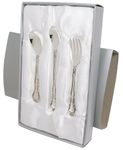 Stephan Baby Keepsake 3 Piece Silver Plated Feeding Set in Satin-Lined Gift Box