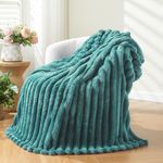 NEWCOSPLAY Super Soft Throw Blanket Light Teal Premium Silky Flannel Fleece 3D Ribbed Jacquard Lightweight Bed Blanket All Season Use (Light Teal Ribbed, Throw(50"x60"))