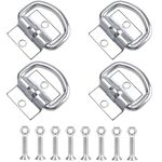 Fohirey D-Ring Tie Downs 4 Pack, Heavy Duty Cargo Tie Downs Lashing Eyelets, Anchors D Lashing Rings Hook with 8pcs Screws and Nuts for Load Securing in Trailer Truck Boat Cars Kayak