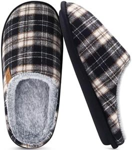 COFACE Womens Mens Cozy Memory Foam Fuzzy Slippers Slip On Warm House Shoes Indoor/Outdoor with Arch Support Black White