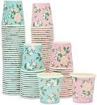 Sparkle and Bash 100 Pack 4 Oz Mini Disposable Paper Cups for Espresso, Mouthwash, Tea, Coffee - Floral