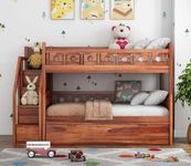 PRIMAXWOOD Solid Sheesham Wood Bunk Bed for Kids & Adult | Wooden Bunk Bed for Bedroom | Twin Bed in Brown Honey Finish