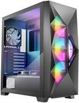 Antec DF800 FLUX Gaming Case w/Glass Window, ATX, 5 x Fans (3 Front ARGB), Geometrical Mesh & Mirror Front, LED Control Button