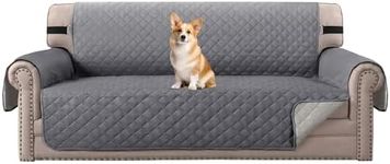 Turquoize Sofa Slipcover Reversible Sofa Cover for 3 Cushion Couch Water Resistant Couch Cover for Dogs Furniture Protector with Non Slip Elastic Straps for Pets/Kids/Dogs (X-Large, Gray/Beige)