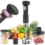 Ritus Immersion Blender 5 in 1 Cordless Hand Blender Heavy Duty Motor, Stepless Speed Control Handheld Blender Stainless Steel Blade With 700ml Mixing Beaker, 500ml Chopper, Whisk and Milk Frother