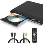 Multi-Region DVD Player, 1080P HD Compact DVD Player for TV with HDMI & AV Output USB Input, CD Player for Home, Plays All Regions and Formats (Cannot Read Blu-ray Disc), HDMI & RCA Cables Included