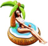 Wlicon Inflatable Palm Tree Pool Float, Tropical Adult Coconut Floatie, Funny Swimming Pool Inflatable Heavy Duty Pool Floaties, 48" Thickened Pool Float Chair for Swimming Pool, Lake, Beach Party