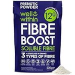 12g Soluble Fibre Supplement, 40% NHS Daily Fibre Intake, 3in1 Fibre Powder : Inulin FOS (Fructooligosaccharides) Acacia, Prebiotics for Gut Health Powder (200g Bag, 30 x 6g Fiber) Pre Biotic Drink