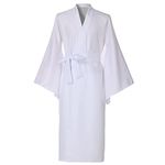 BPURB Mens Traditional Japanese Yukata Kimono Robe for Men Home Robe Pajamas Dressing Gown White