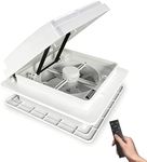ZOIZ Air Max 14"" Vent RV Roof Vent Fan, 4-Speed Reversible RV Exhuast Fan, Ultra Quiet RV Air Ventilation Ceiling Fan 12V Remote with Rain Sensor, Timer, White