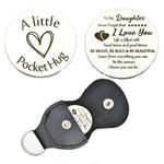 Christmas Birthday Gift for Daughter from Mom Dad to My Daughter Gifts Never Forget That I Love You Pocket Hug Tokens Keychain for Daughter Inspirational Pocket Hug Token Gift