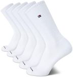 Tommy Hilfiger Men's Athletic Socks - Cushioned Crew Socks (5 Pack), Pure White, 7-12