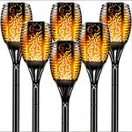 Maksone 6 Pack Torches Solar Outdoor Lights LED Larger Size Flickering Flames Light Waterproof Landscape Decoration Lighting Dusk to Dawn Auto On/Off