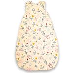 TuddyBuddy Baby Cotton Wearable Quilted Sleeping Bag Blanket 1.5 Tog with 2 Way Zipper Closure | Ideal for Babies & Kids Hypoallergenic Fabrics | (Butterflies - Off White, 0-6 Months)