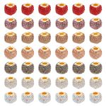 PH PandaHall 42pcs Rhinestone Cube Beads 7 Colors Large Hole Beads European Spacer Beads Crystal Beads for Bracelet Necklace Earring Keychain Pen Jewellery Making Hole: 5.7mm