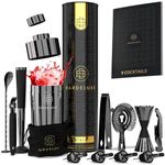 BarDeluxe® Cocktail Shaker Set, 12 Pieces | Cocktail Making Kit, Cocktail Set, Cocktail Kit | 750 ml Cocktail Shaker, Bartender Kit | Bar Kit with 12 Bar Tools, Cocktail Gift Set, Recipe Book (Black)