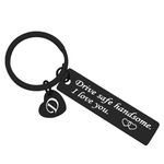 Ximalun Drive Safe Keyring for Him Boyfriend Husband 26 Letter Keyring Gifts for Men Dad Son Drive Safe Handsome I Love You