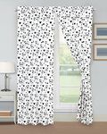 Chezmoi Collection 4-Piece Kids/Teens Panda Love Window Curtain Set - Soft Microfiber Black White Girls Printed Love Panda Hearts Whimsical Fun Kids Rod Pocket Drapes, 2-Panels (42" W x 63" L)