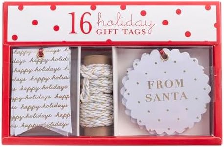 Graphique Christmas Gift Tags Box Set, 16 Holiday Tags, 2 Designs, To and From Names Cards, Gold Foil Accents, Bakers Twine