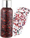 GL-Turelifes Mermaid Sequins Chunky Glitter Liquid Eyeshadow Glitter Body Gel Festival Glitter Cosmetic Face Hair Nails Makeup Sparkling 30g (#08 Red)