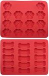 Ziaon (TM) Dog Treat Cake Pan, Silicone Bone Mold, 12 by 10 inch (2 pic paw&Bone Mold)