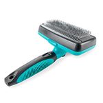 Fur Magic Self Cleaning Slicker Brush, Dog and Cat Brush for Grooming, Removes Dead Undercoat and Loose Hair, Deshedding Tool for Small, Medium and Long Haired Dogs and Cats, Turquoise