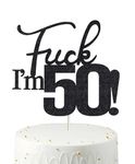 veegood Birthday Black Cake Toppers for women, fifty Cake Topper, 50 cake topper, 50th birthday decorations,50th Birthday Cake Topper, 50 Decorations for Cake, 50 Black Birthday Decorations fifty