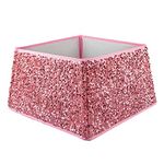 Christmas Box Style Sequin Tree Skirt Foldable - Rose Pink 5228