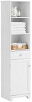 SoBuy BZR17-W White Tall Bathroom Storage Cabinet Unit with 3 Shelves 1 Drawer 1 Cabinet