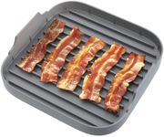Jillmo Bacon Cooker for Microwave Oven, Microwave Bacon Cooker Bacon Maker, Food-Grade Silicone Microwave Bacon Tray, Grey