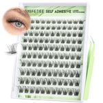 Self Adhesive Eyelashes Clusters No Glue Needed Self Adhesive Lashes Clusters Reusable Pre-Glue Individual Lash Extensions Natural Lash Clusters with Tweezers by GVEFETIEE (C curl;10-16mm)